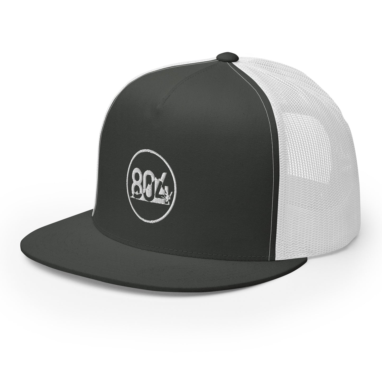 804 VA Area Code White Logo Trucker Cap