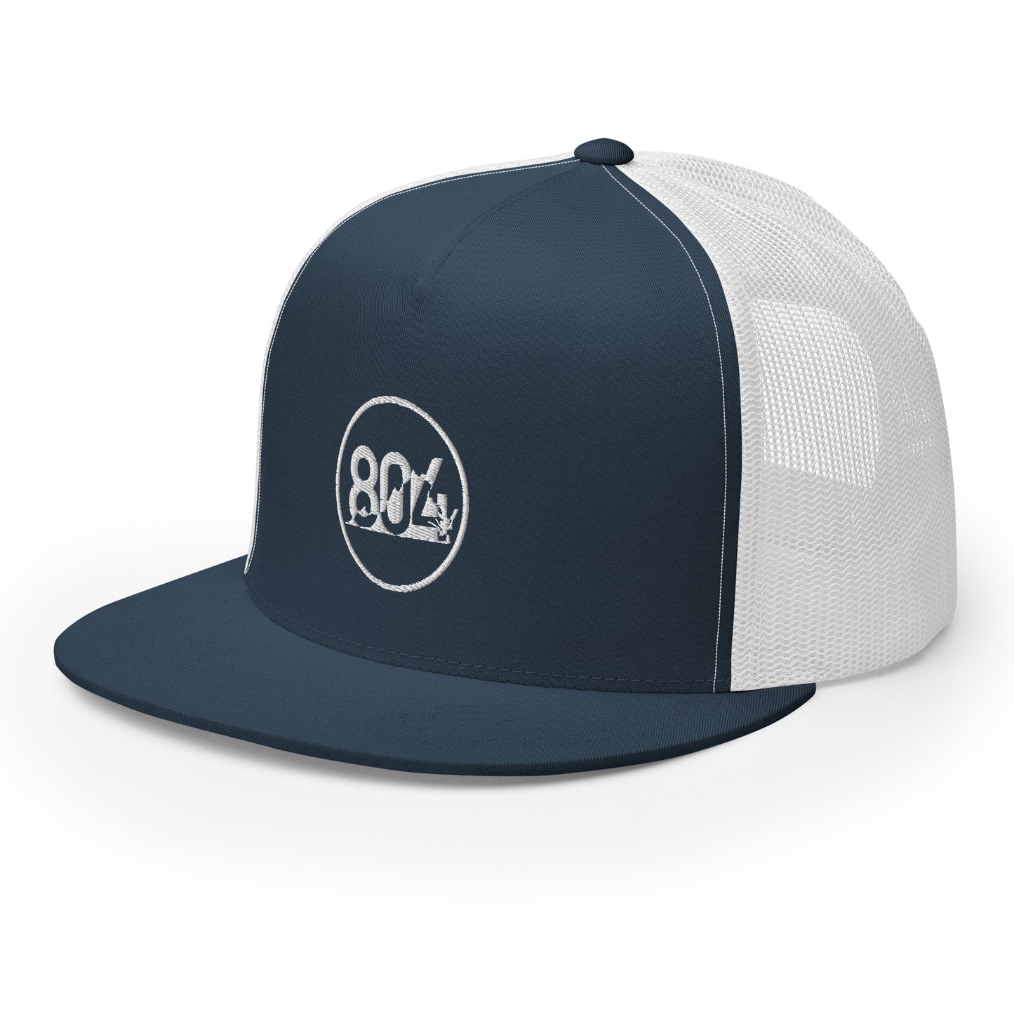 804 VA Area Code White Logo Trucker Cap