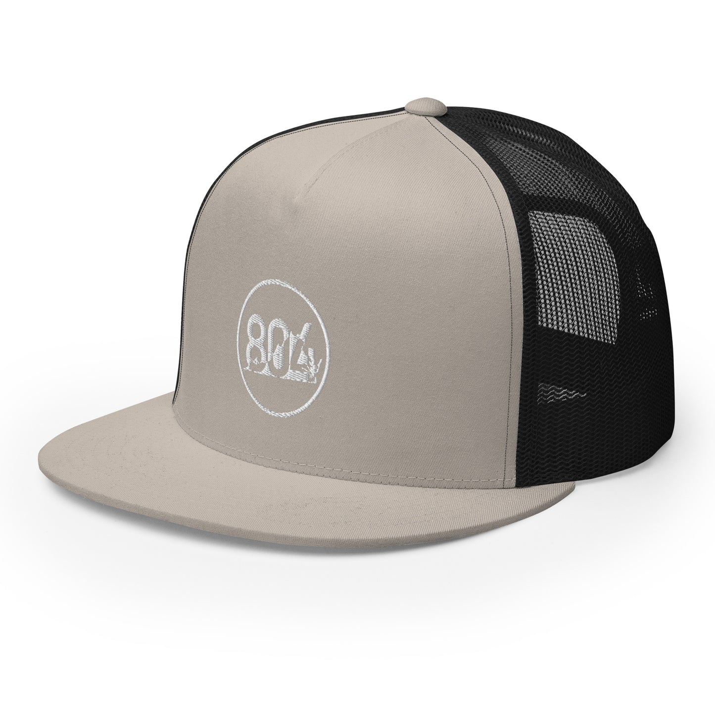 804 VA Area Code White Logo Trucker Cap