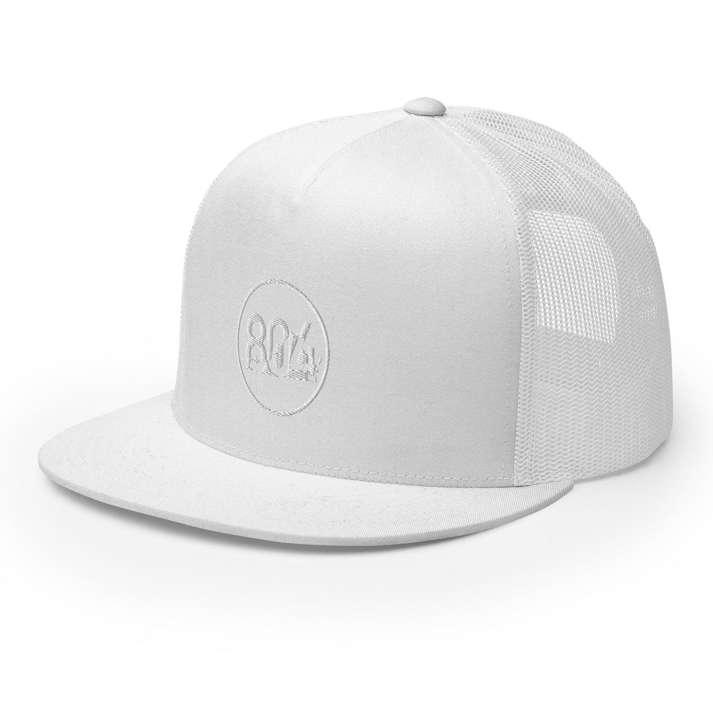 804 VA Area Code White Logo Trucker Cap