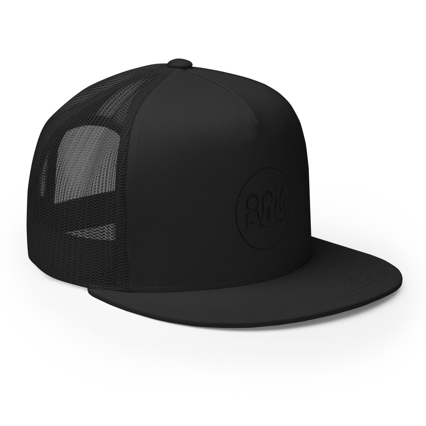 804 VA Area Code Black Logo Trucker Cap