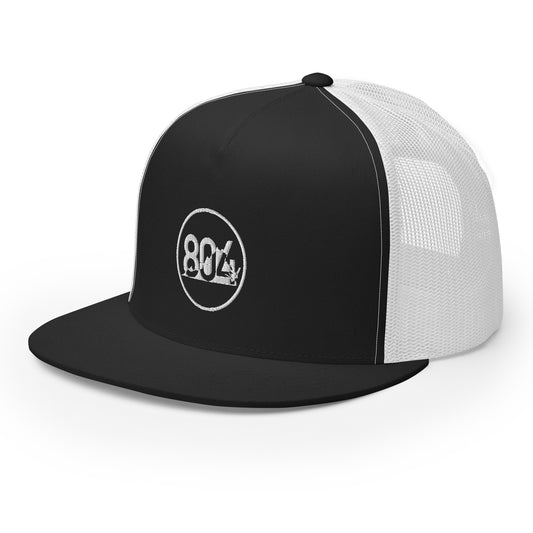 804 VA Area Code White Logo Trucker Cap