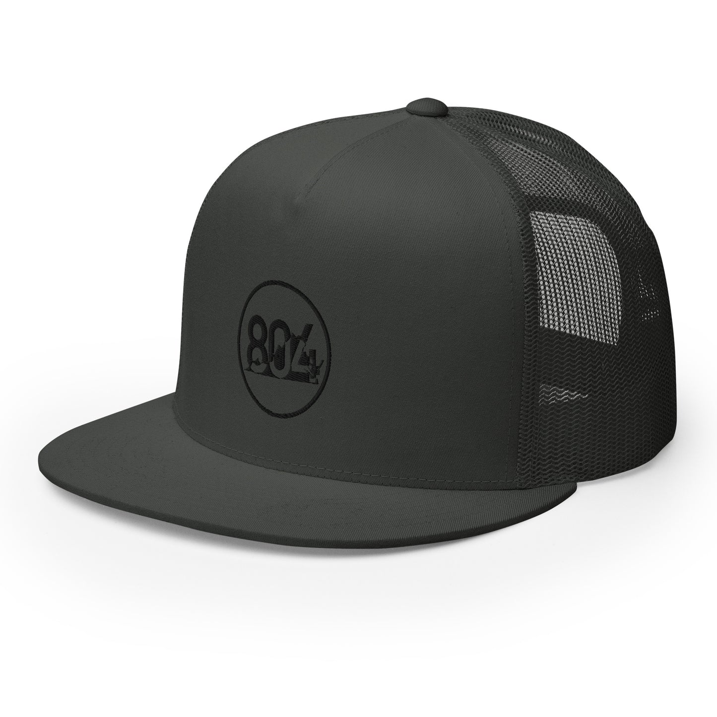 804 VA Area Code Black Logo Trucker Cap