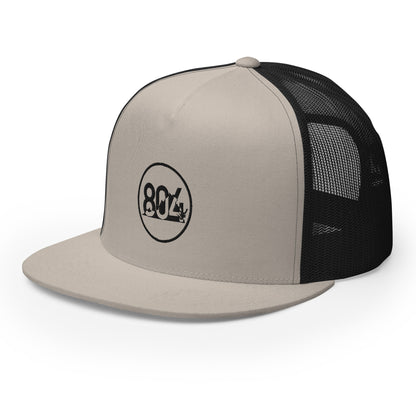 804 VA Area Code Black Logo Trucker Cap