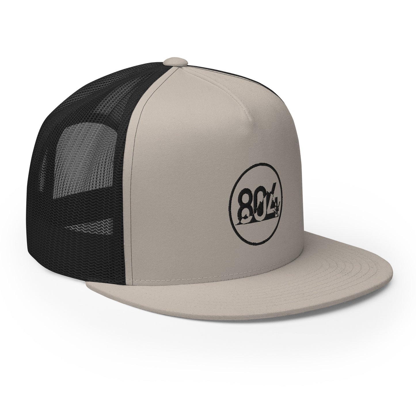 804 VA Area Code Black Logo Trucker Cap